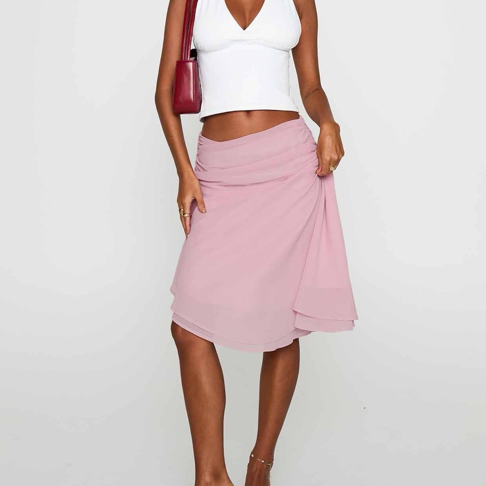 Evanescence Asymmetrical Midi Skirt Pastel Pink Princess Polly